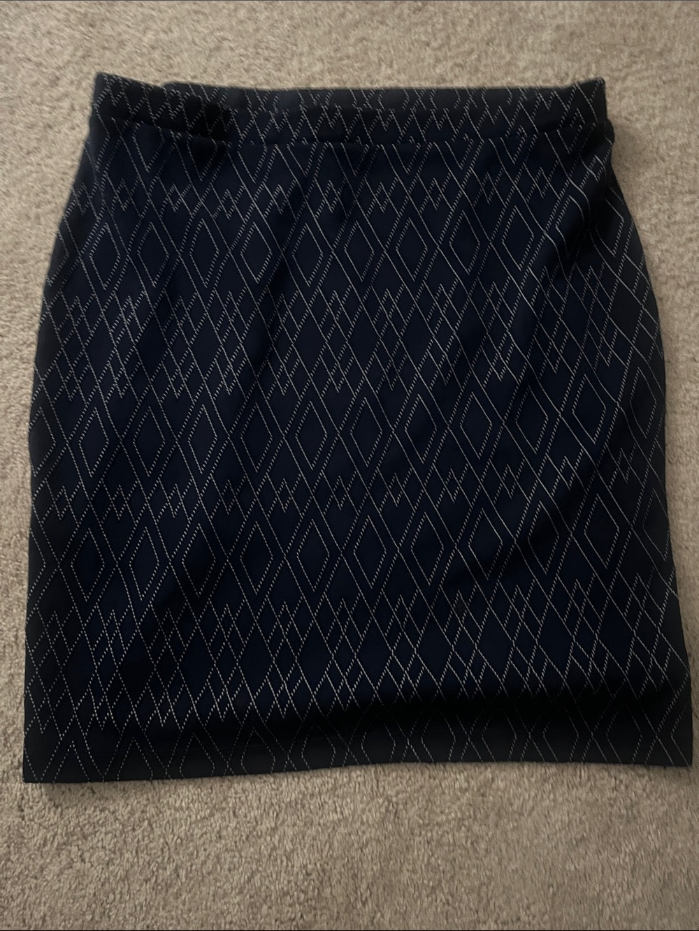 Leota Navy Pencil Skirt with White Diamond Stitch